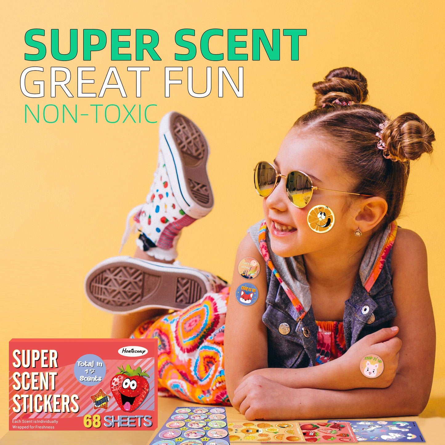 HORIECHALY Scratch and Sniff Stickers, 68 Sheets Scented Stickers,17 Different Scents Smelly Stickers for Kids &Teachers & Parents as Reward Stickers, Christmas Gift, Party Favor. Smelly Stickers.