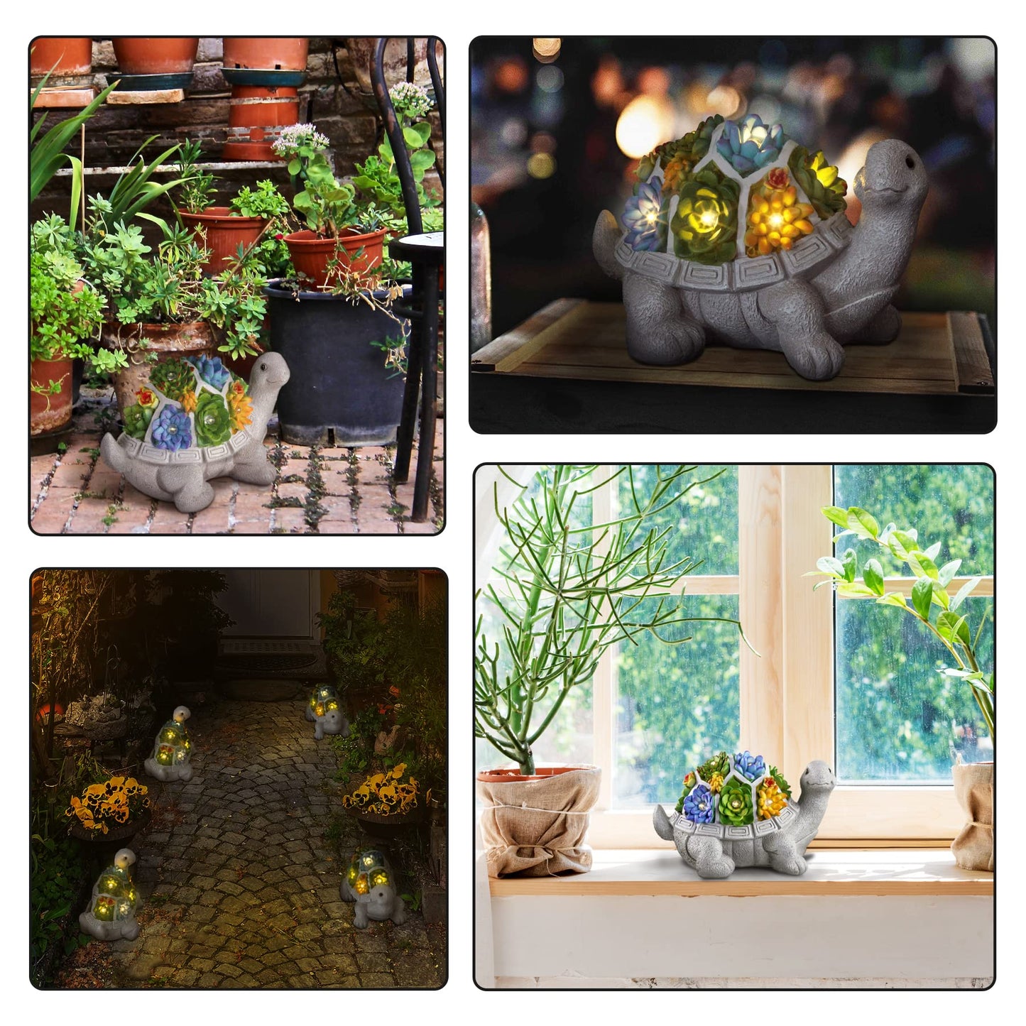 LESES Garden Statues, Turtle Garden Decor Clearance Solar Statue with 7 LED Lights Outdoor Ornament for Outside, Turtle Garden Figurines Cute Decorations for Patio Yard Lawn Gifts