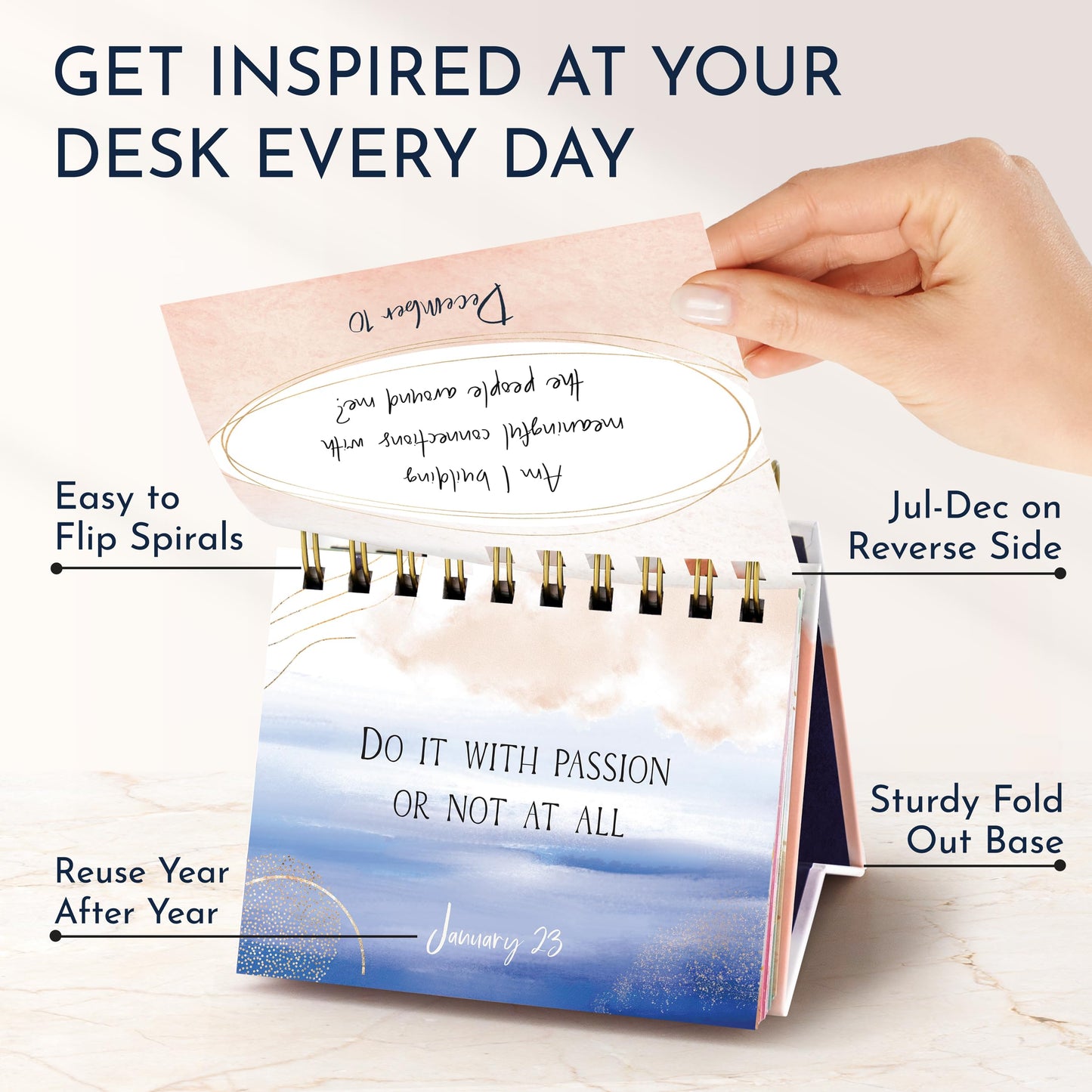 RYVE Daily Flip Calendar with Inspirational Quotes - Inspirational Desk Decor Gifts for Office