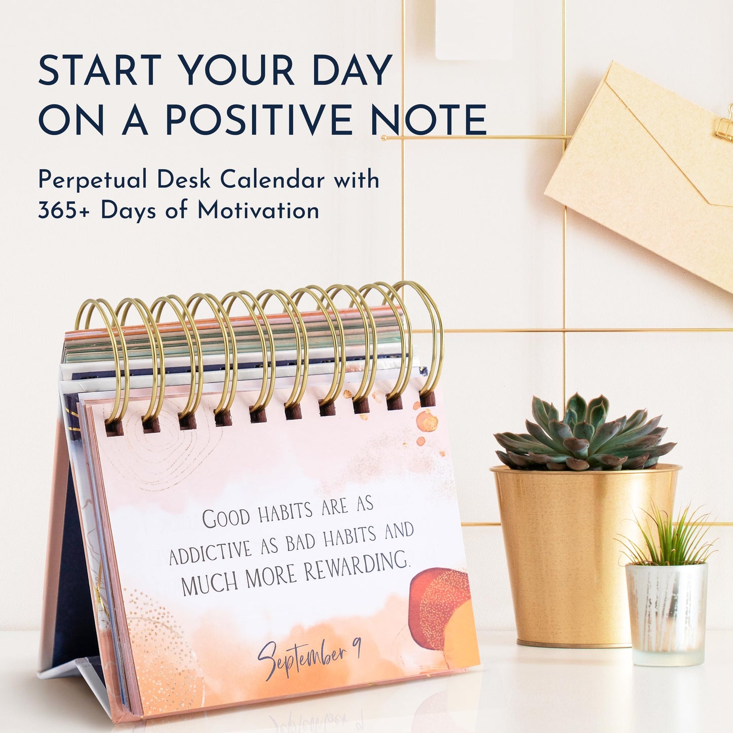 RYVE Daily Flip Calendar with Inspirational Quotes - Inspirational Desk Decor Gifts for Office