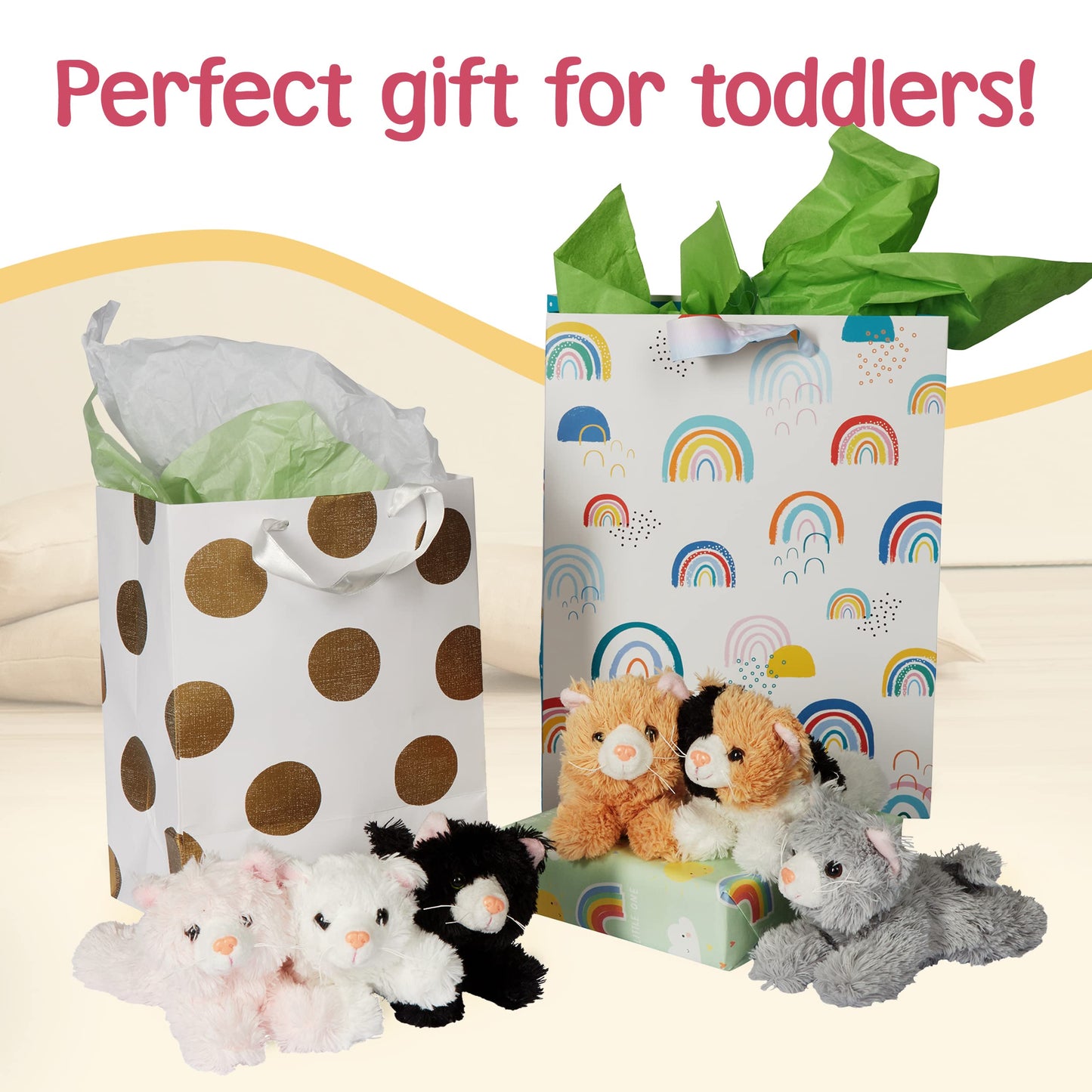 PREXTEX Stuffed Animal Cat - 6 Plush Kitty Stuffed Animal for Party Favors and Kids, Birthday Gifts for Girls Boys Kids, Toddlers Party Decoration, Huggable Toy, Soft Plush Toy, Cat Toy