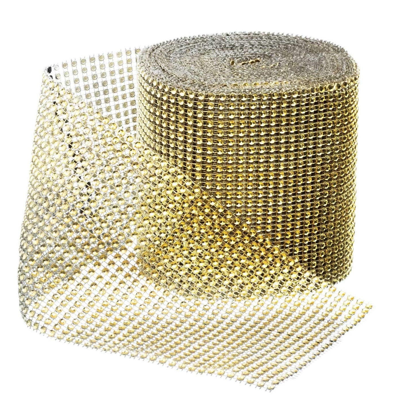Royal Imports Diamond Sparkling Rhinestone Bling Wrap Ribbon Bulk DIY Roll - Event Decorations, Wedding Cake, Bridal/Baby Shower, Birthday, Arts & Crafts, Party Decorations - 30 Ft - 1 Roll - Gold