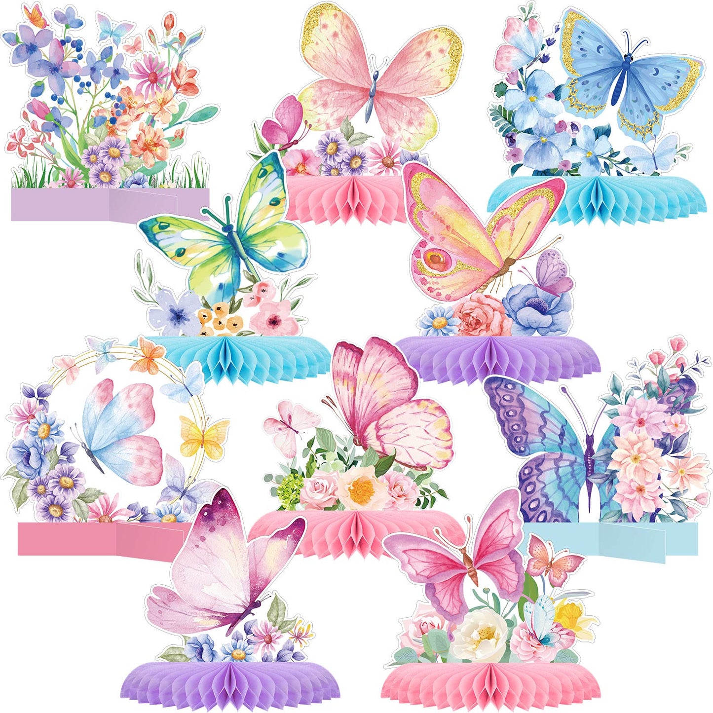 10 Pieces Butterfly Centerpieces for Tables Butterfly Birthday Party Decorations Butterfly Honeycomb Table Centerpiece Butterfly Theme Party Supplies for Birthday Baby Shower Party Decor