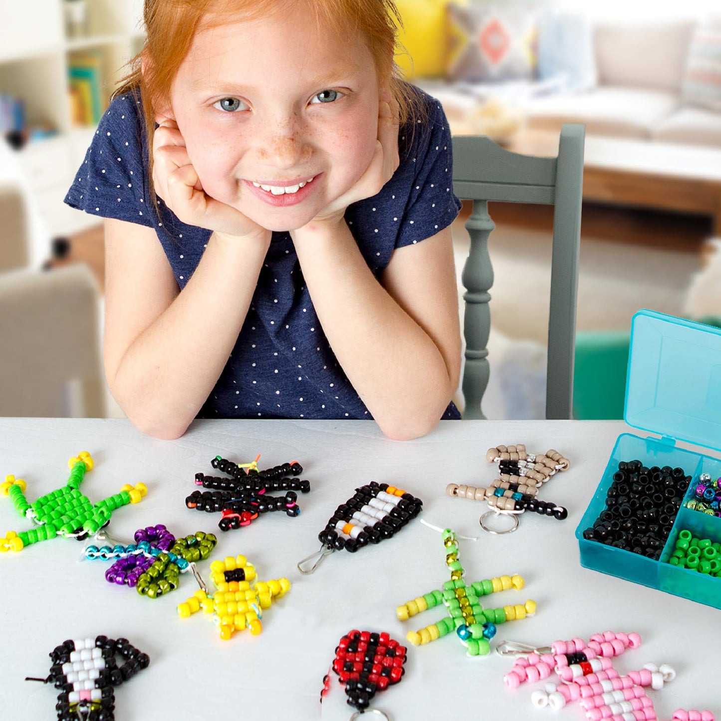 Made By Me Create Your Own Bead Pets by Horizon Group Usa, Includes Over 600 Pony Beads, 6 Key Rings, Storage Box & Much More