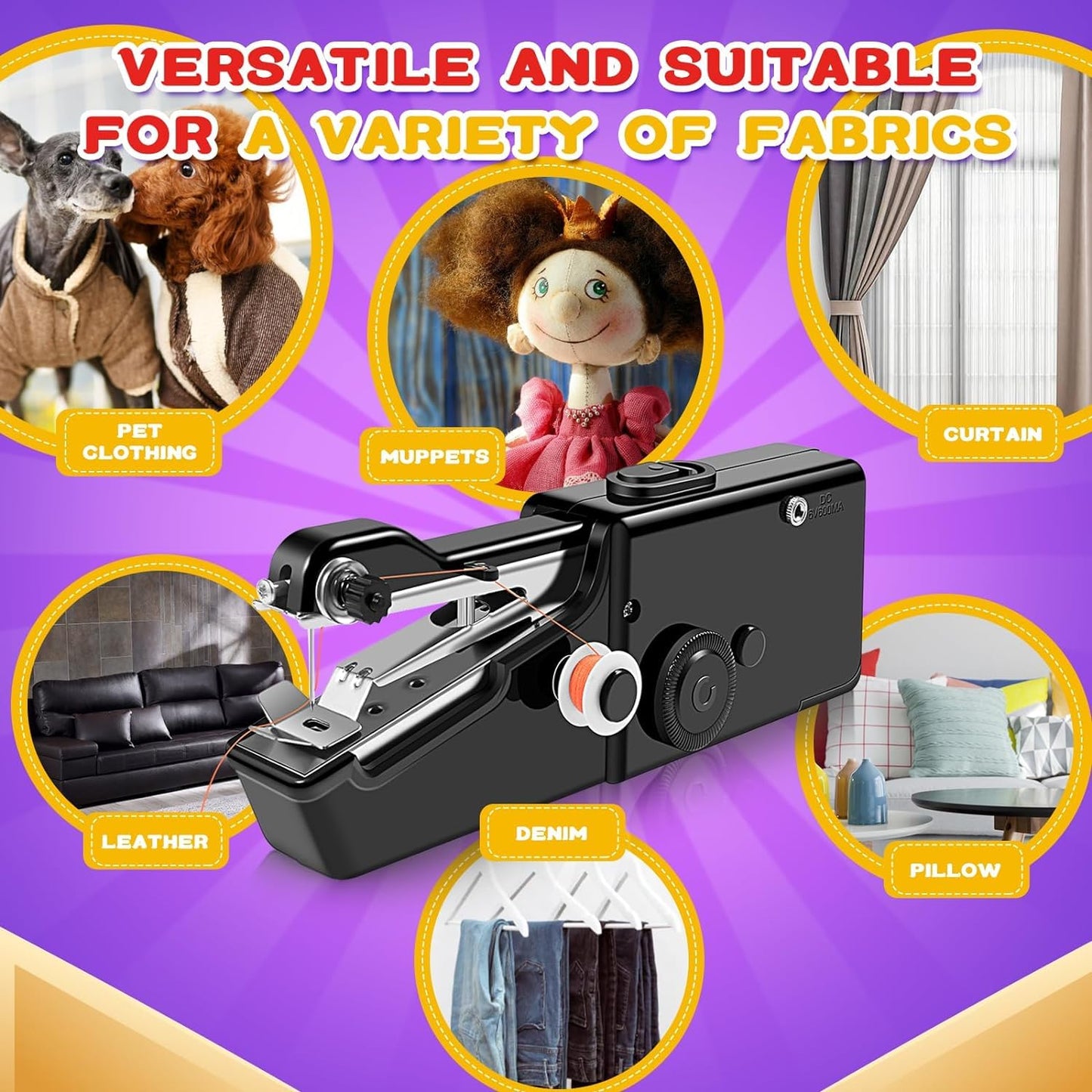 Handheld Sewing Machine, Quick Sewing & Portable Sewing Machines for Emergency Sewing, Easy to Use Sewing Machine for Beginners, Hand Held Sewing Device Suitable for Home, Travel and DIY