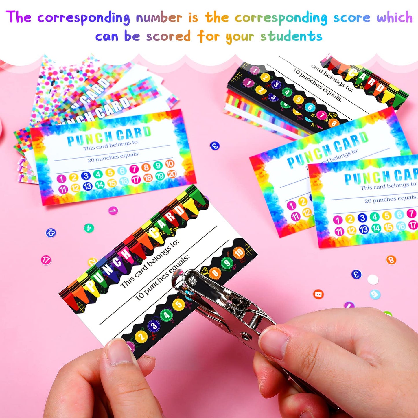320 Pieces Punch Cards, Incentive Loyalty Reward Card Student Awards Loyalty Cards for Business, Classroom, Kids Behavior, Students, Teachers, 3.5 x 2 Inch, 4 Styles (Multi Punches)