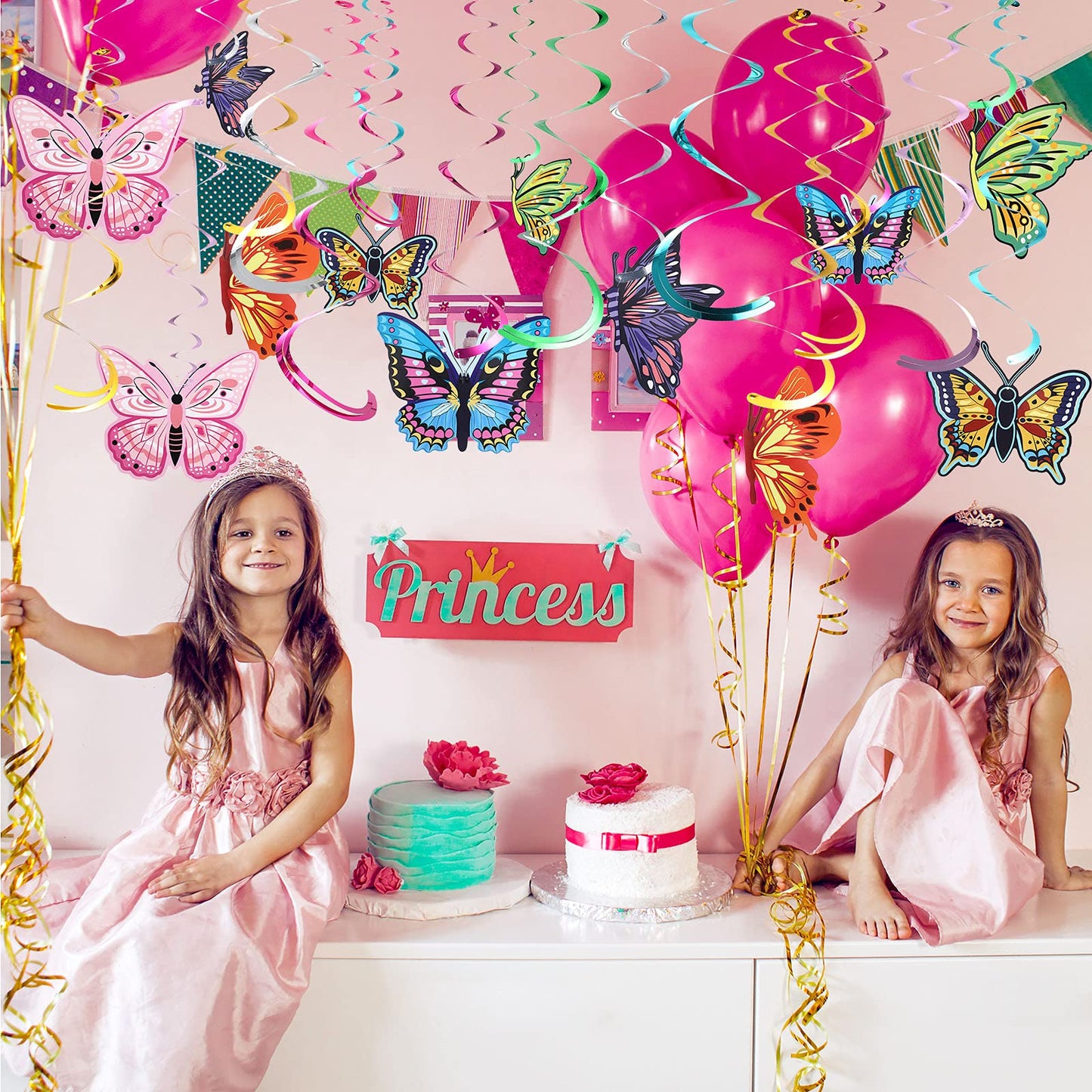 36 Pieces Butterfly Hanging Swirl Decoration Summer Spring Party Streamer Butterfly Ceiling Swirl for Home Baby Shower Birthday Wedding Garden Tea Party