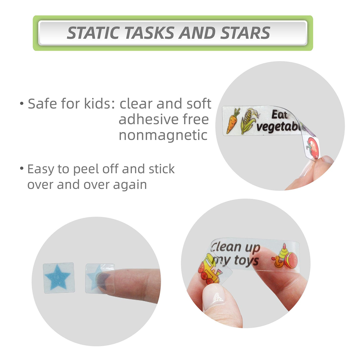 Magnetic Bahavior Chart for Kid at Home, Resuable Chore Chart for Kid, Reward Chart for Kids Behavior. Each Set Includes 30 tasks, 104 Stars, and one 11“ x 14.5" Magnetic Chart- Green