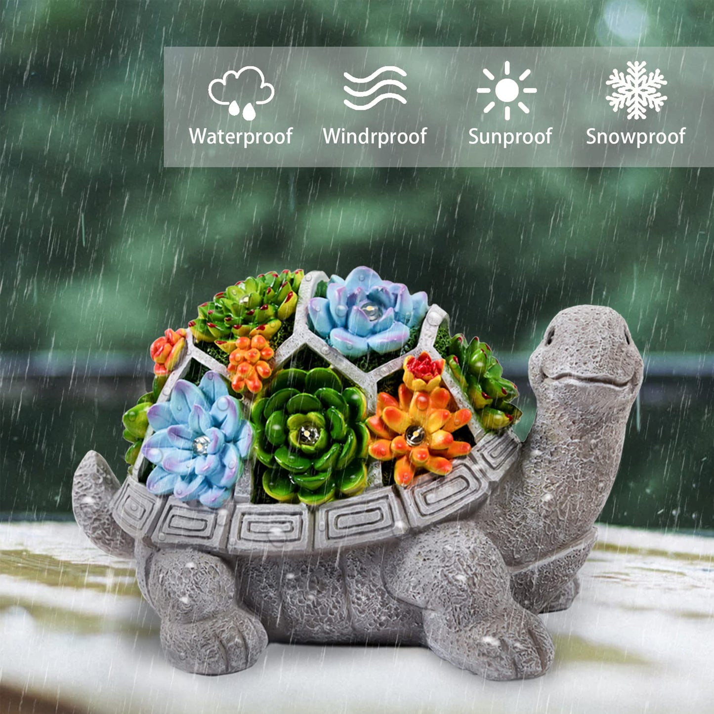 LESES Garden Statues, Turtle Garden Decor Clearance Solar Statue with 7 LED Lights Outdoor Ornament for Outside, Turtle Garden Figurines Cute Decorations for Patio Yard Lawn Gifts