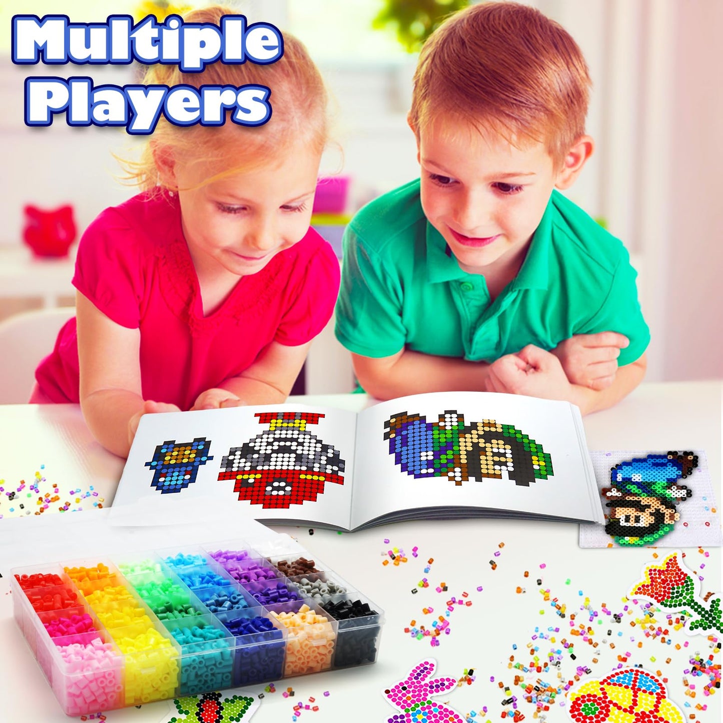 FUNZBO 5200 5mm Fuse Beads Kit - 24 Colors | 45 Patterns, Toys, Kids Crafts for Girls Ages 8-12, Arts and Crafts for Kids Ages 6-8, Gifts for Girls Boys Kids Age 5 6 7 8 9 10 11 12 Year Old