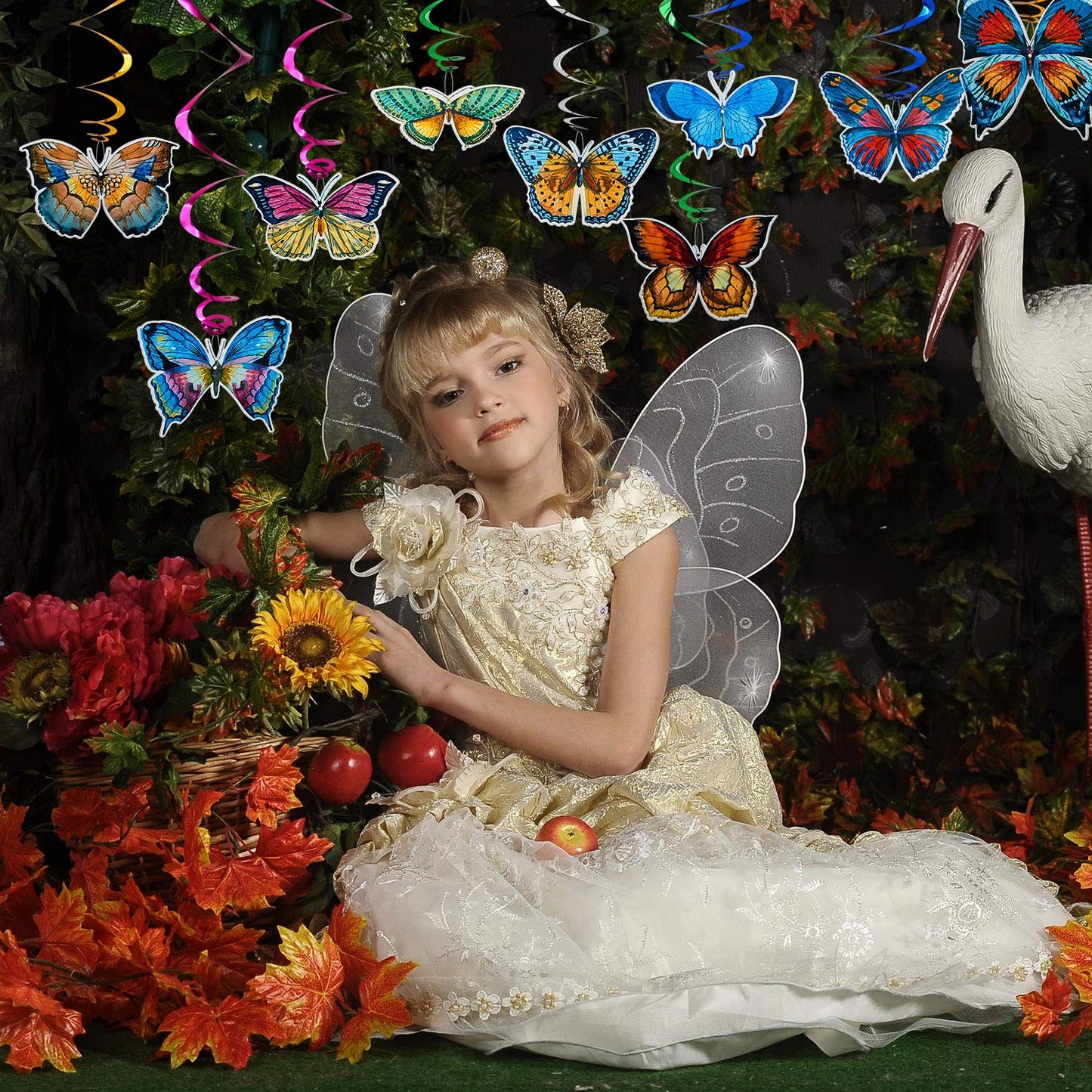 WILLBOND 40 Pieces Butterfly Spring Hanging Swirl Summer Spring Party Hanging for Home Classroom Baby Shower Birthday Wedding Garden Themed Tea Party Decoration Supplies