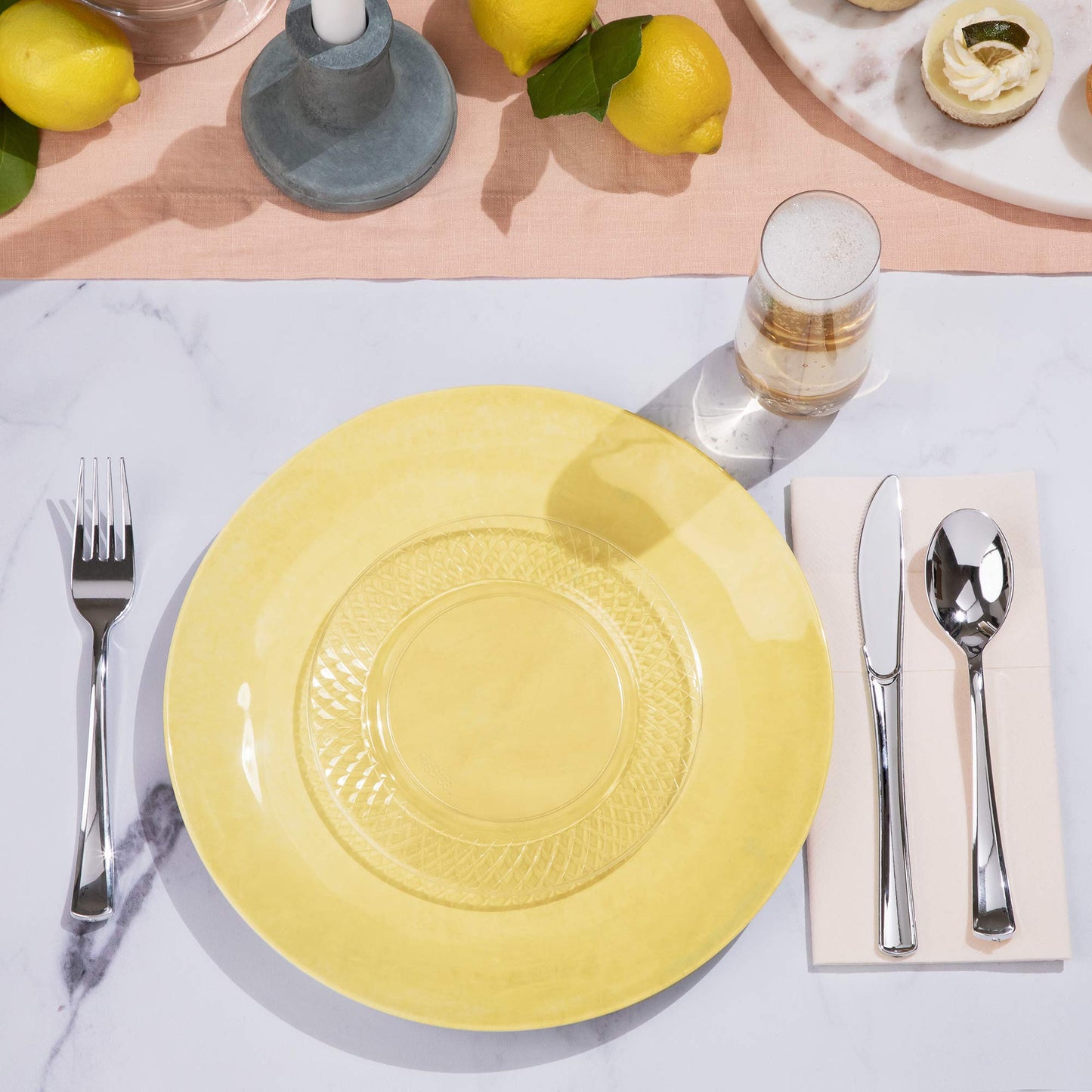 Prestee 100 Clear Plastic Plates, 6.25" Clear Plastic Dessert Plates, Round Party Appetizer Plates Disposable, Small Plastic Plates, Clear Plates for Party, Small Cake Plates for Weddings & Holidays