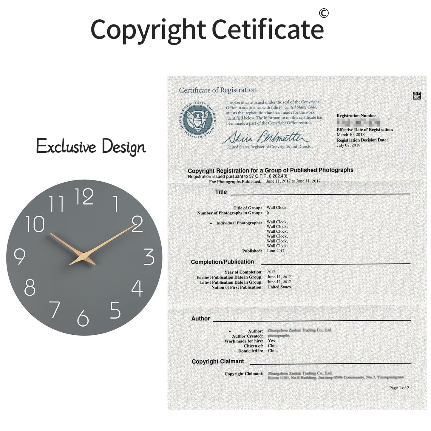 Mosewa Wall Clock 14 Inch Wall Clocks Battery Operated Silent Non-Ticking, Simple Modern Wood Clock Decorative for Bedroom, Living Room, Kitchen, Home Office (Gray)