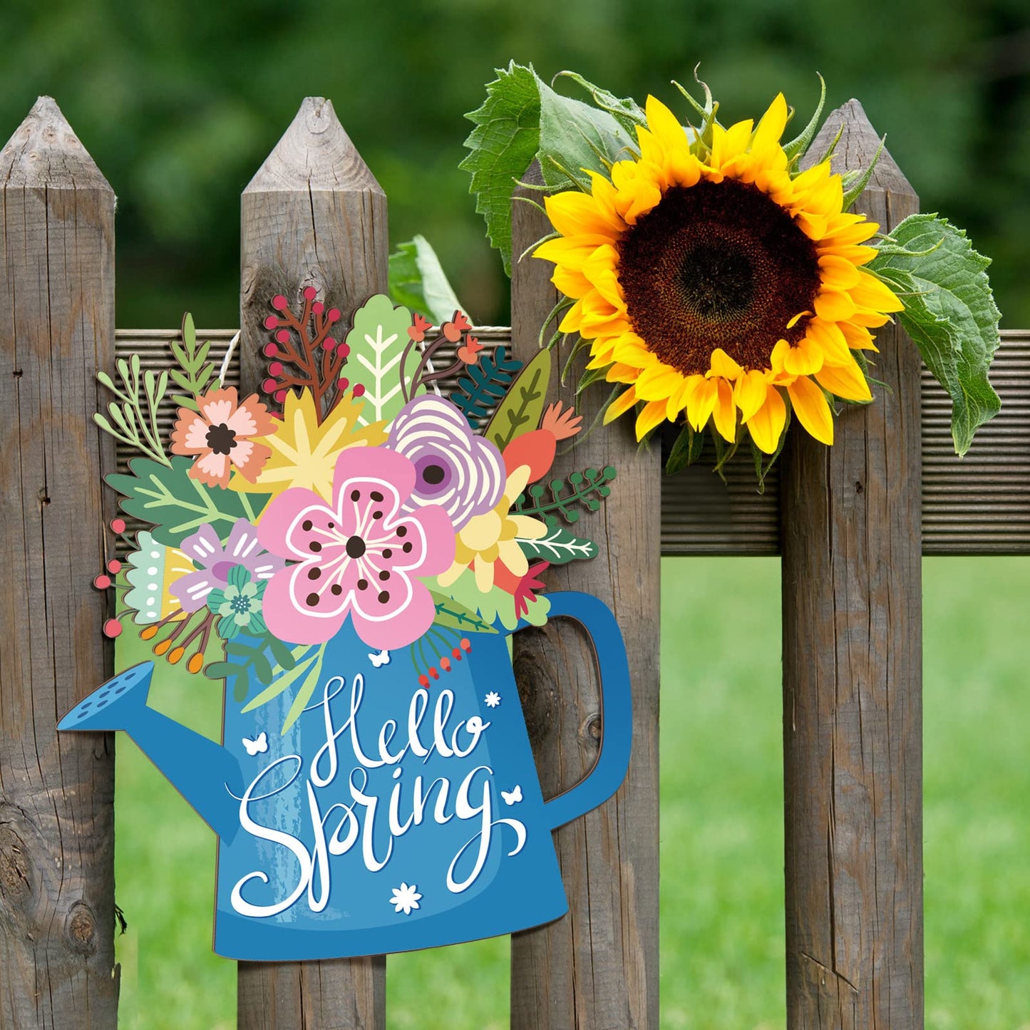 Spring Decorations for Home Spring Wreaths for Front Door Hello Spring Home Sign Spring Door Wreaths Sign for Home Spring Hanging Home Sign (Hello Spring Style)