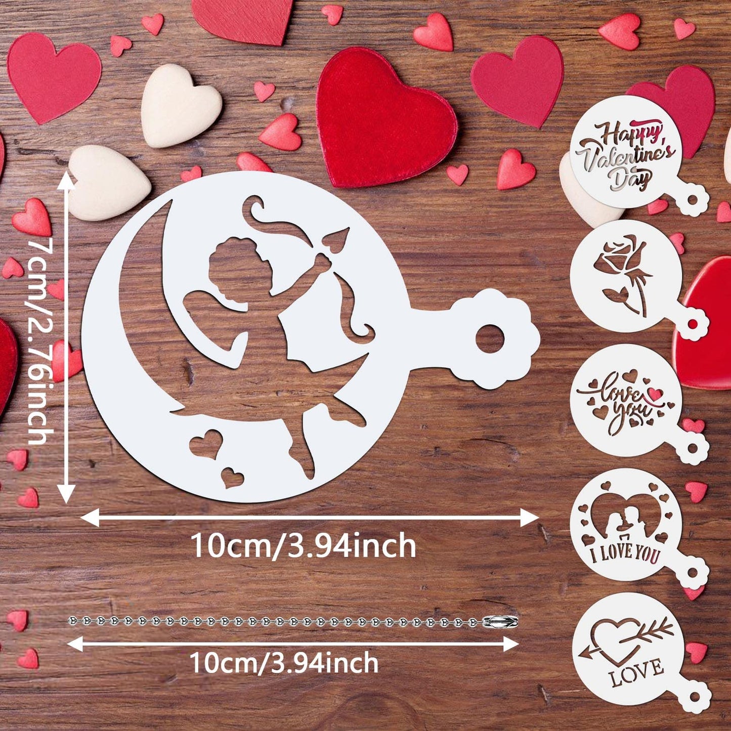 JULBEAR Valentine's Day Cookie Stencils, 36 Pieces Reusable Cookie Coffee Decorating Stencils Templates Mold Tools for Cookies Baking Painting Dessert Coffee Decoration DIY Valentines Party Decor