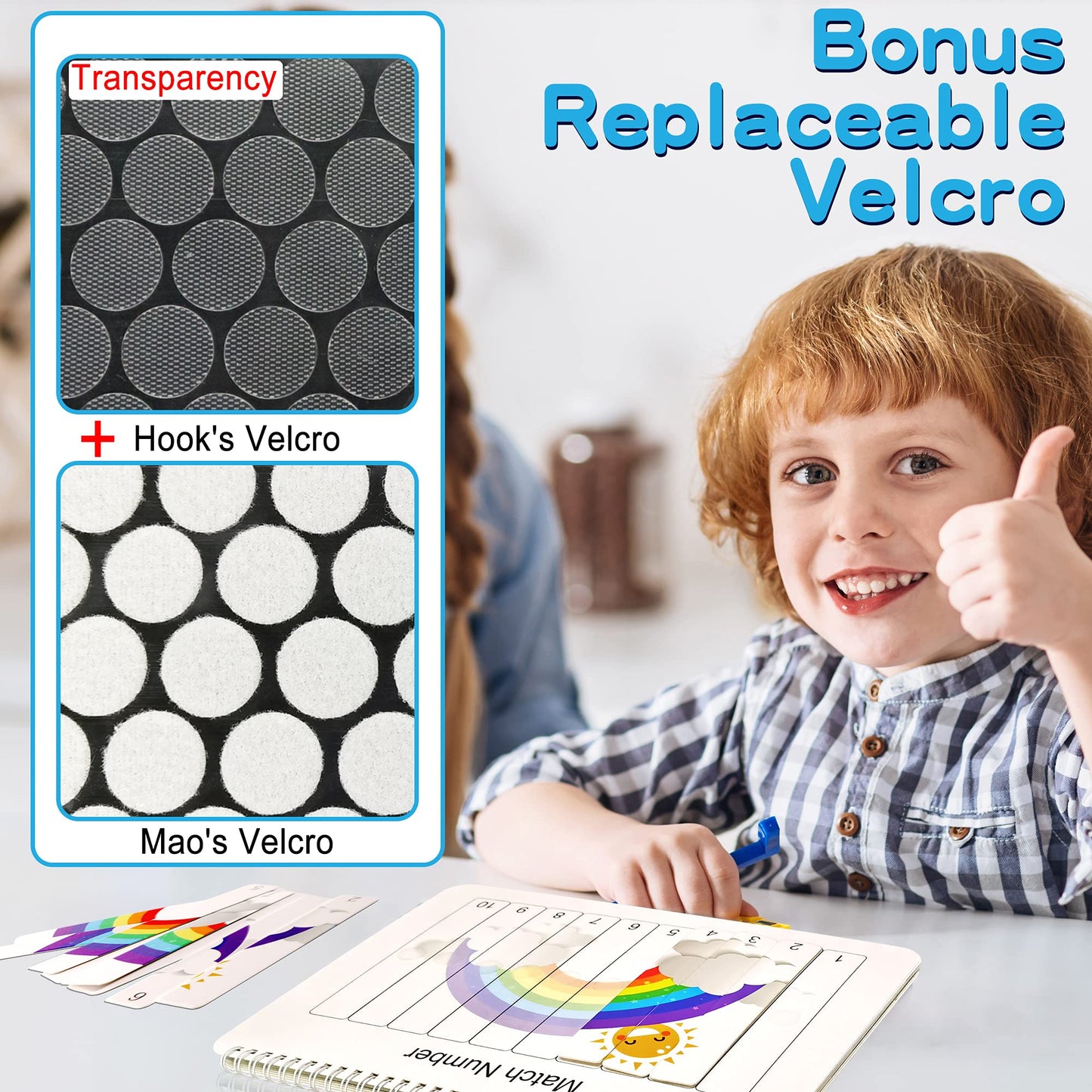 Busy Book for Kids, Montessori Autism Sensory Educational Toys, 12 Pages Toddler Preschool Activity Binder and Early Learning Toys - for Boys & Girls Develops Fine Motor Skills