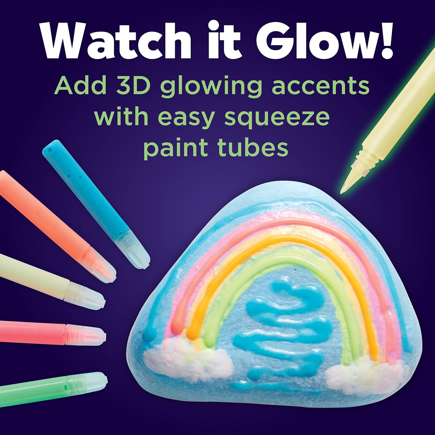 Creativity for Kids Glow in the Dark Rock Painting Kit: Crafts for Kids Ages 4-8+, Painting Rocks Arts and Crafts, Kids Gift