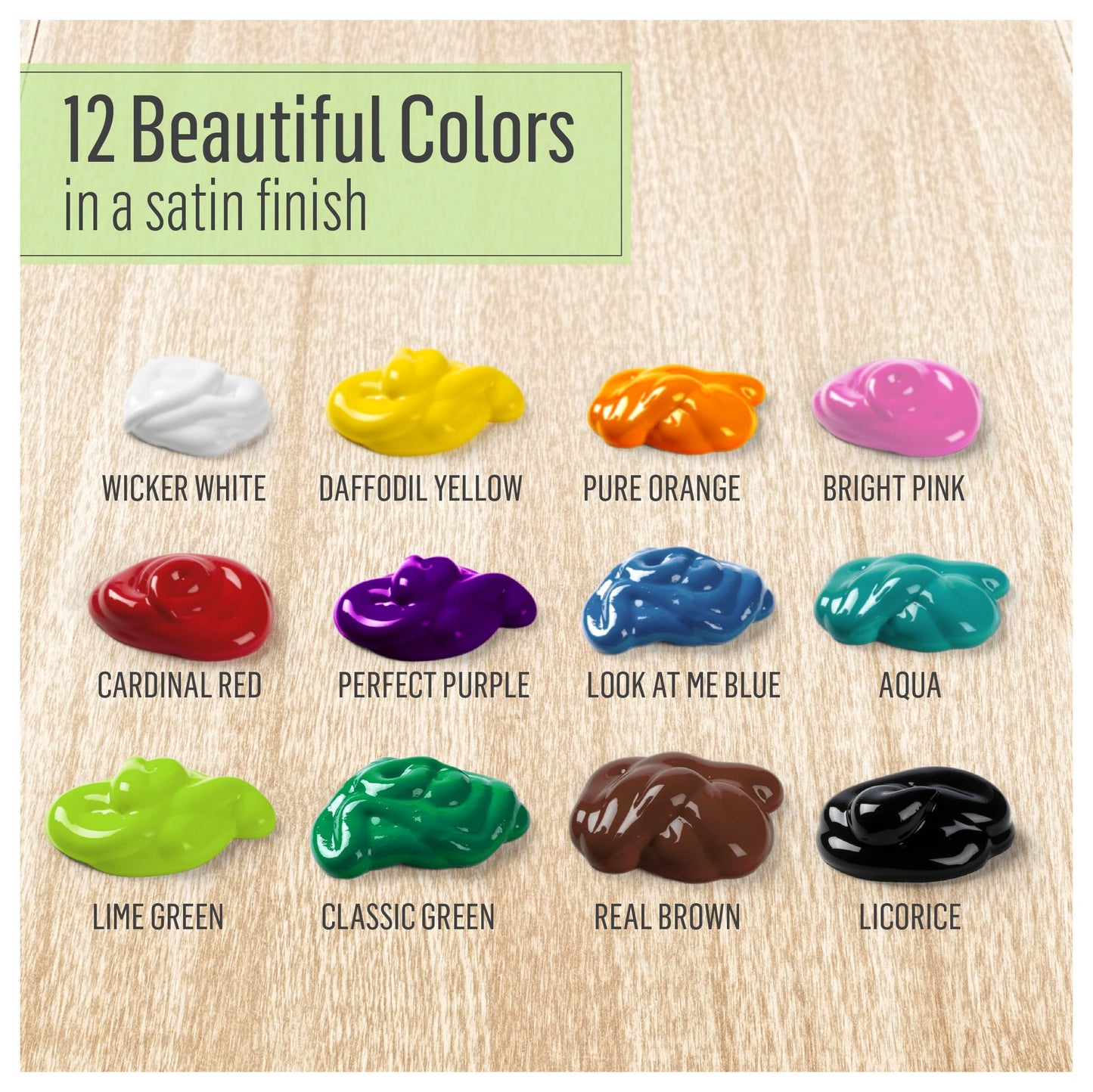 FolkArt PROMO830 Multi Satin Finish Acrylic Craft Paint Set Designed for Beginners and Artists, Non-Toxic Formula That Works on All Surfaces, 2 oz, 2 Fl Oz (Pack of 12), 12 Colors May Vary, 24