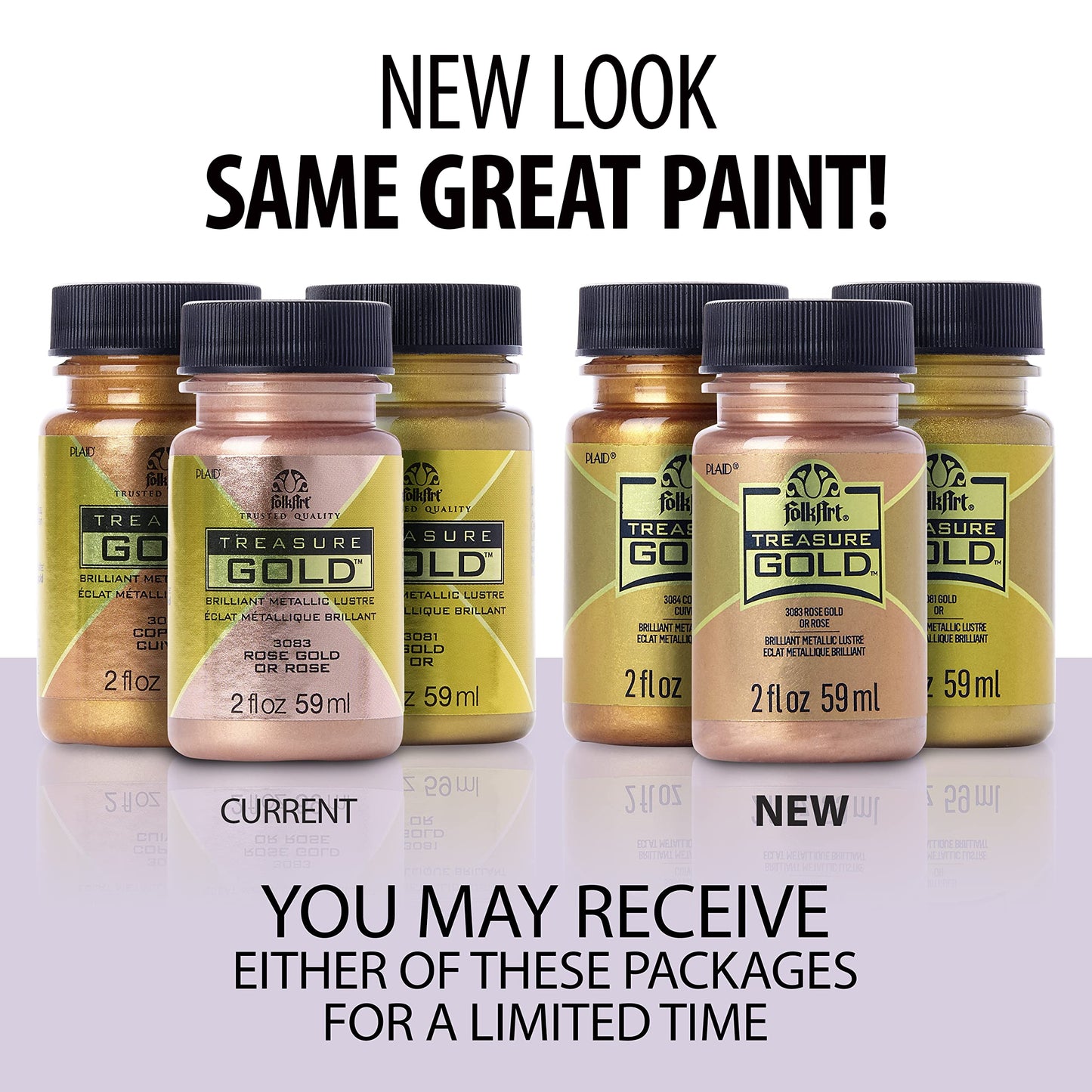 FolkArt Gold Assorted Easy to Apply DIY Crafts, Art Supplies with A Metallic Finish Treasure Paint 2 Fl Oz 59 Ml (Pack of 1)