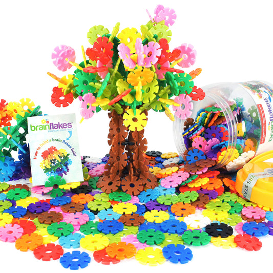 VIAHART Brain Flakes 500 Piece Set, Ages 3+, Interlocking Plastic Disc Toy for Creative Building, Educational STEM Learning, Construction Block Play for Kids, Teens, Adults, Boys, and Girls