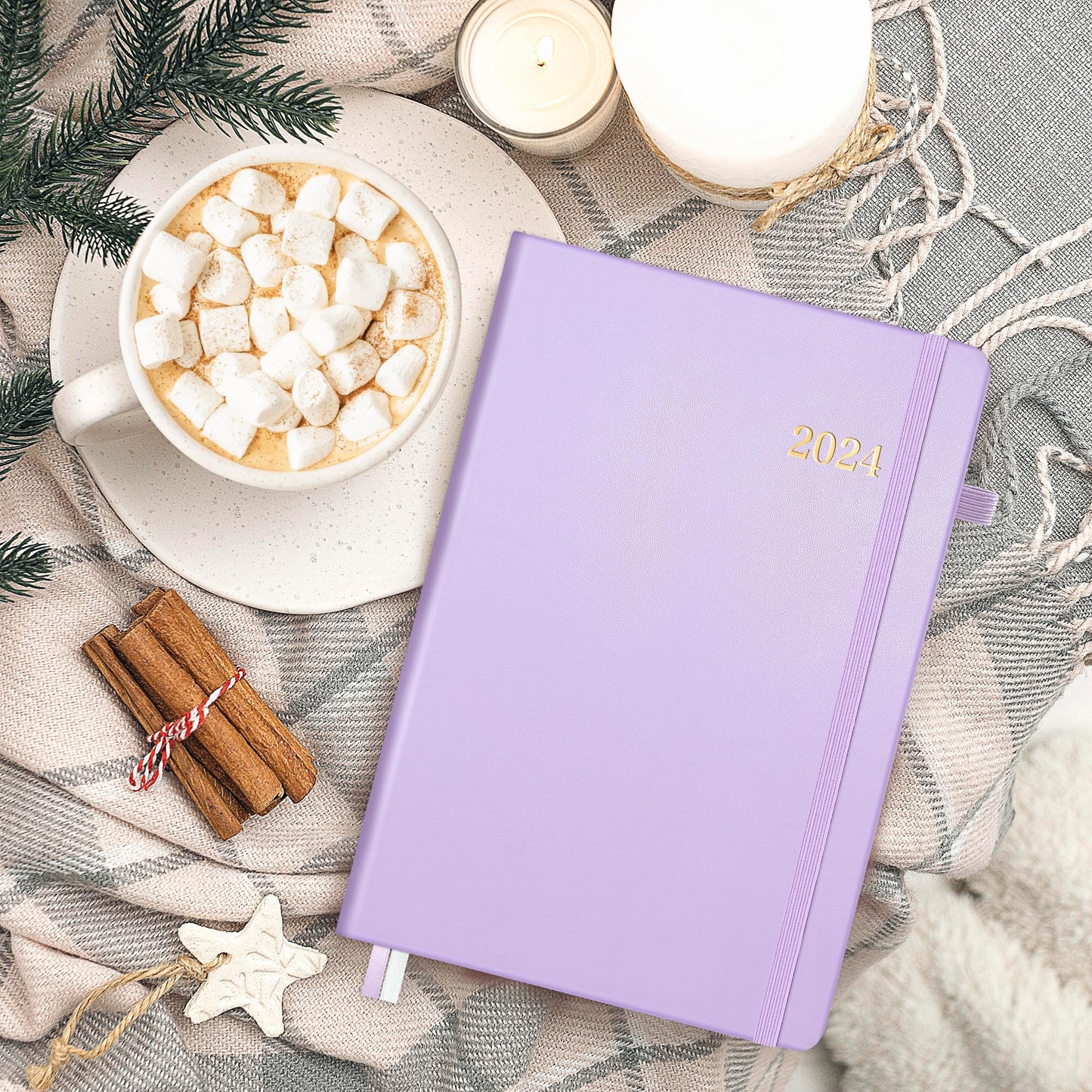 SUNEE 2024 Weekly & Monthly Hardcover Planner 5.5" x 8.3" - 12 Month (January 2024 - December 2024), Small Hardcover Planner, Pocket, Notes, 100 GSM Paper, Monthly Sticker, Purple