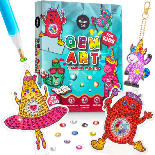 Halmolife Gem Art, Kids Diamond Painting Kits Big 5D Gem Art - Paint by Numbers Diamonds - Arts and Crafts - Girls and Boys Ages 4, 5, 6, 7, 8, 9, 6-12, 6-8 Girls Crafts Gift Ideas