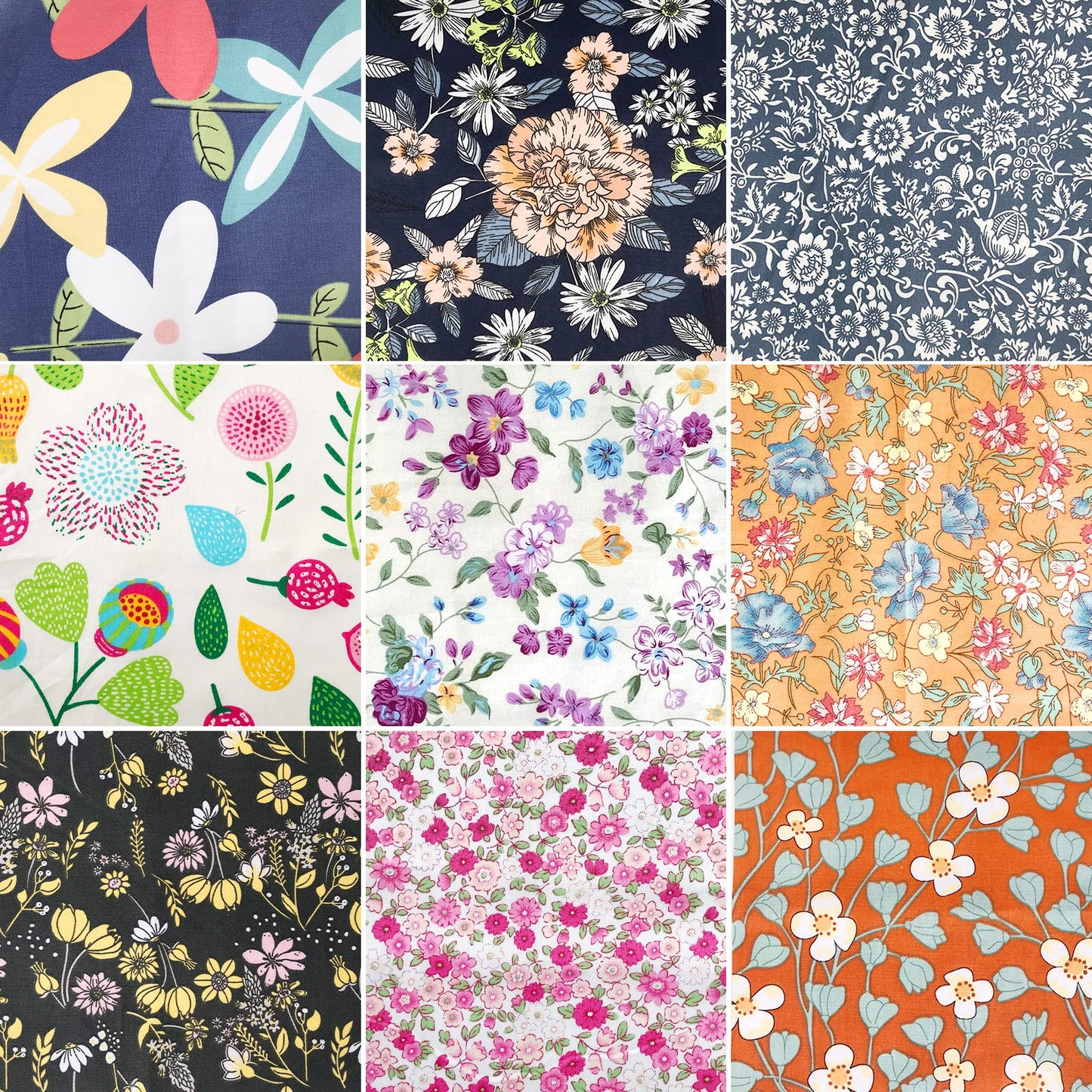 Cotton Quilting Fabric Misscrafts 50pcs 8" x 8" (20cm x 20cm) Craft Supplies Top Fat Quarter Bundles Floral Precut Fabric Square for DIY Craft Patchwork