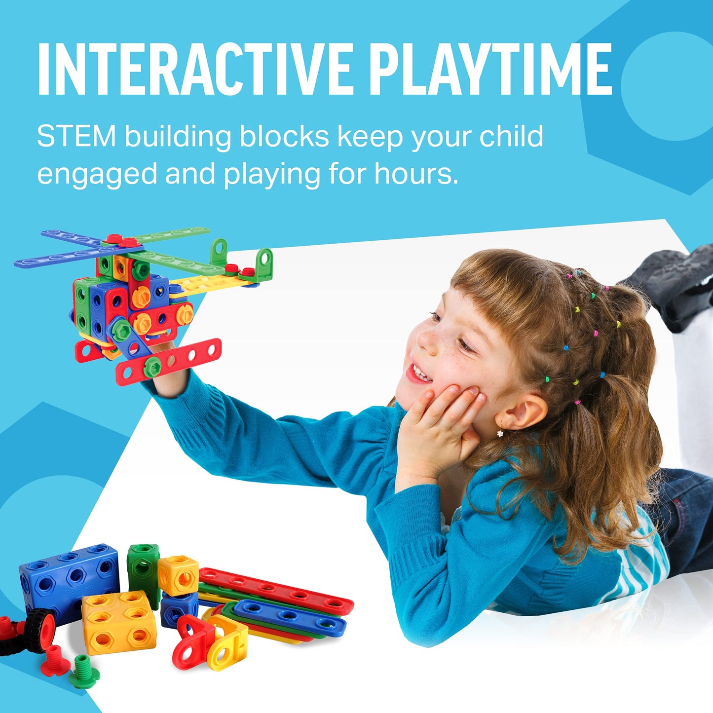 Brickyard Building Blocks STEM Toys - Educational Building Toys for Kids Ages 4-8 with 163 Pieces, Tools, Design Guide and Toy Storage Box, Gift for Boys & Girls