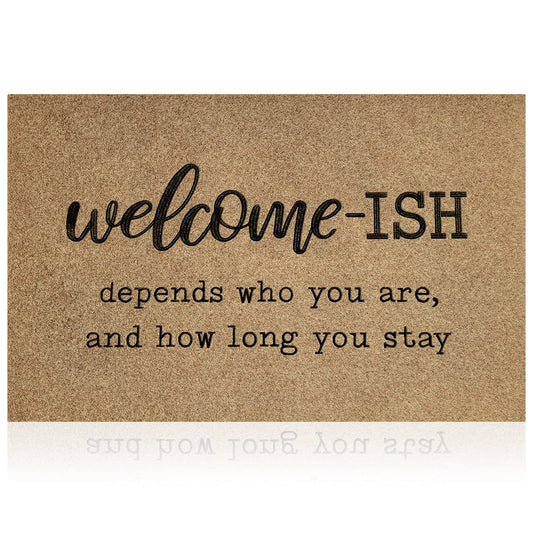 JJUUYOU Welcome Mats for Front Door Outdoor Entry Welcome Ish Depends Who You are Doormat Non Slip Rubber Mat for Home Indoor Farmhouse Funny Kitchen Mats Patio Full Brown