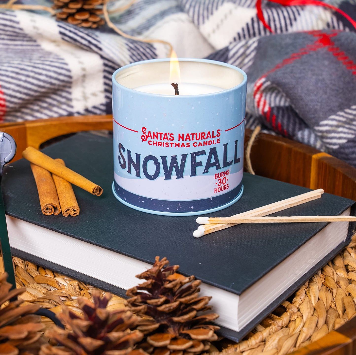 Santa's Naturals Snowfall Christmas Candle | Sweet, Bright Fragrance | Notes of Pine, Citrus, Eucalyptus | Sustainably Sourced Soy and Beeswax | 30 Hour Burn Time | 9oz | 2 Pack