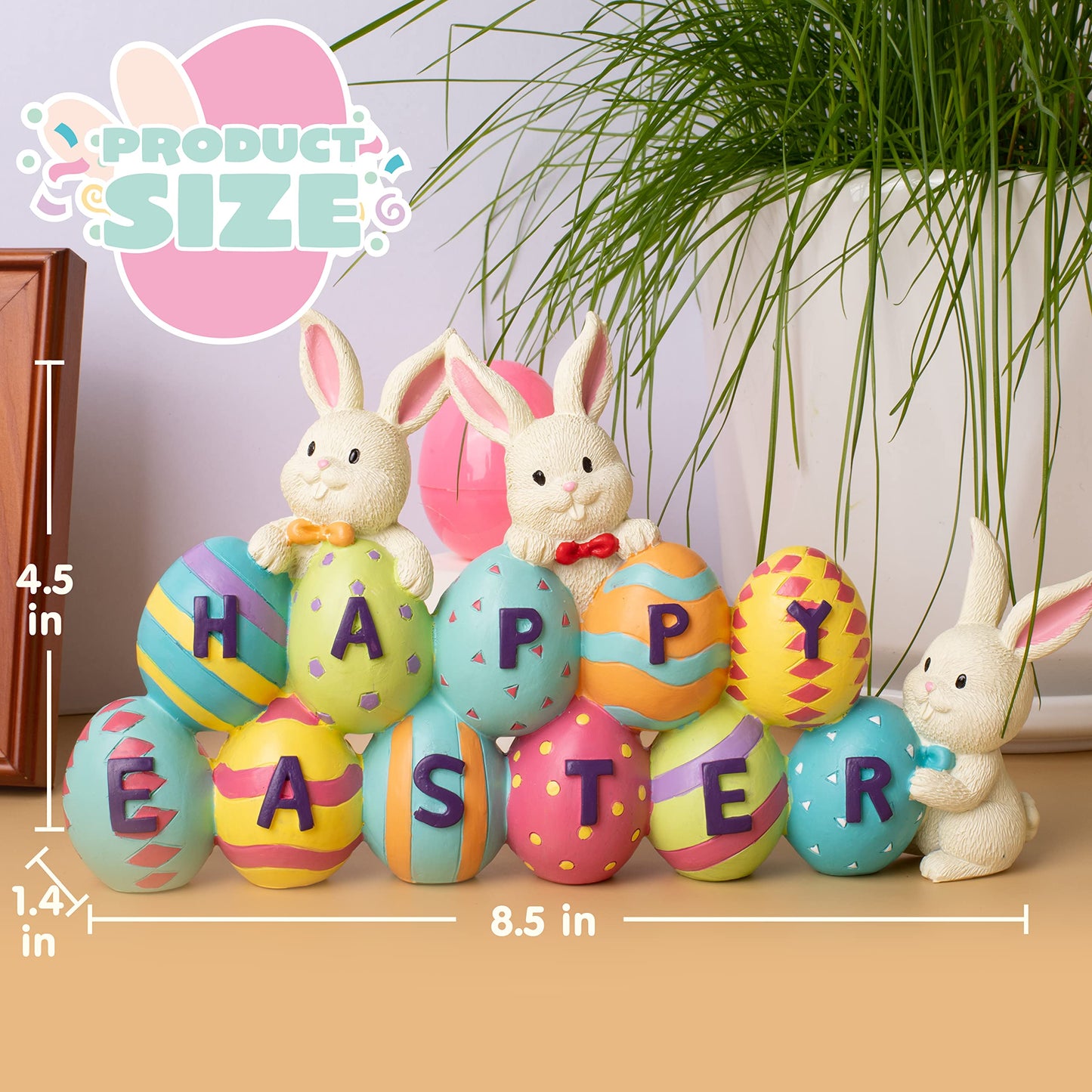 JOYIN Easter Bunny Carrots Resin Centerpiece Decor with The Word Spring Decoration Tabletop & Egg Figuring for Home and Office